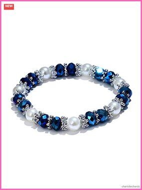 Rhinestone Faux Pearl Bangle Bracelet Women Stylish Jewelry Gift